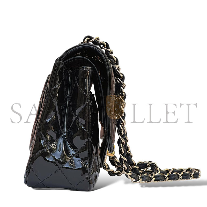 Ch**el master patent shiny black medium classic flap bag (25*15*7cm)